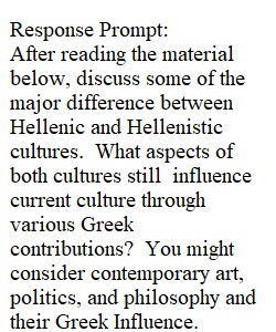 Reading and Response Hellenic vs. Hellenistic